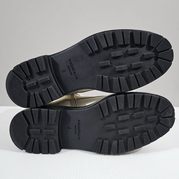 Aquatalia Laila Combat Boot Women 6 Ivory Leather Water Resistant Ankle Lug Sole - Picture 13 of 15